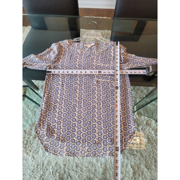 Loft Geometric Print Blouse Women's Size XS Multicolor Long Sleeve Polyester Top - Picture 11 of 11